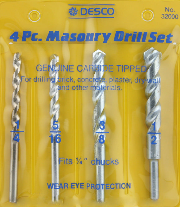 4 PC Masonry Drill Bit Set