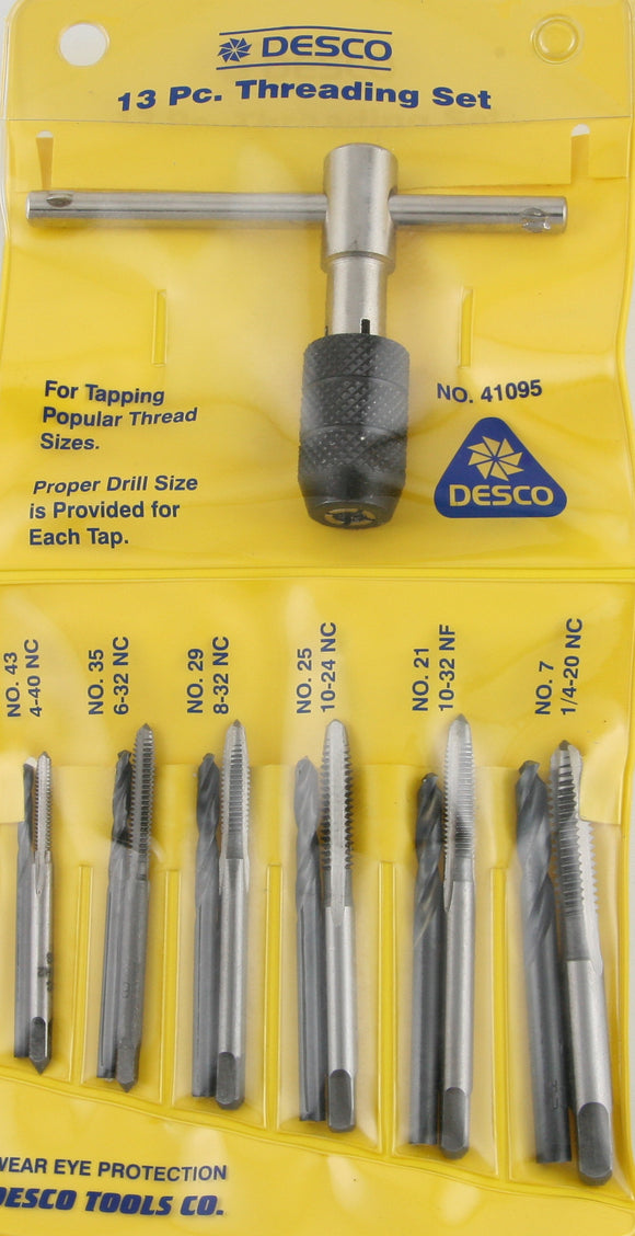 13 Piece Tap and Drill Set with Wrench